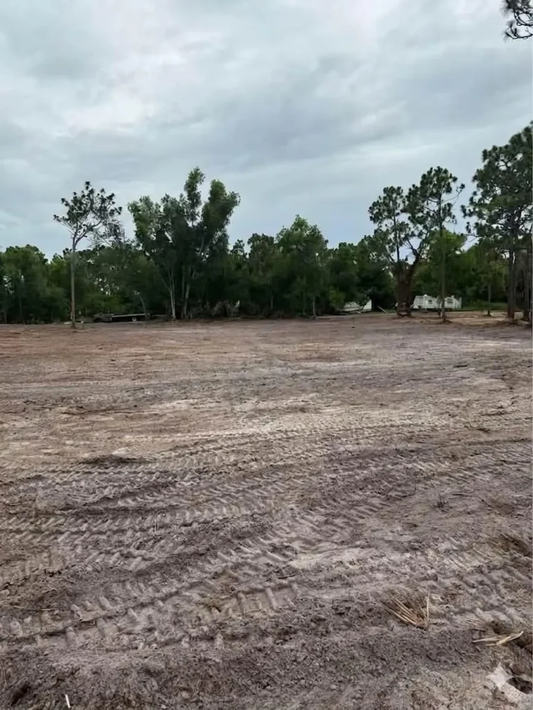 Freshly cleared and graded lot after land clearing in Tampa, FL