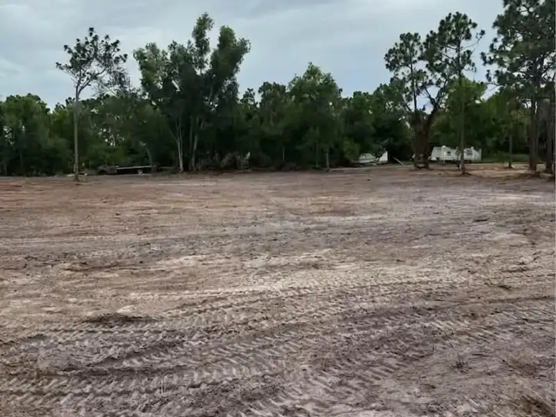Freshly cleared and graded lot after land clearing in Tampa, FL